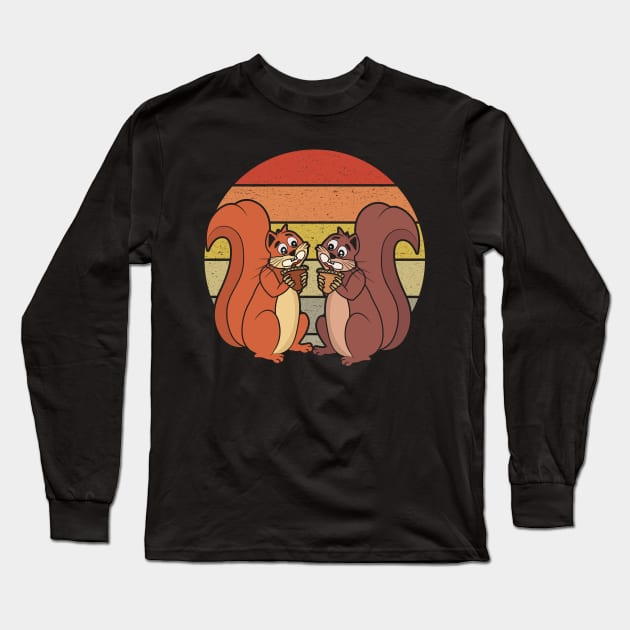 Squirrel Retro Vintage Long Sleeve T-Shirt by Tesszero